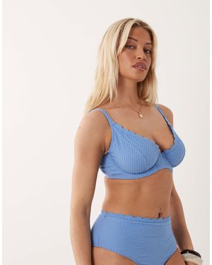 Peek & Beau Textured Scallop Trim Underwire Bikini Top - Blue