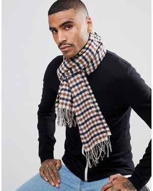 Aquascutum Lambswool Club Check Scarf In Beige - Natural