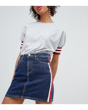 Stradivarius Falda vaquera azul con rayas laterales