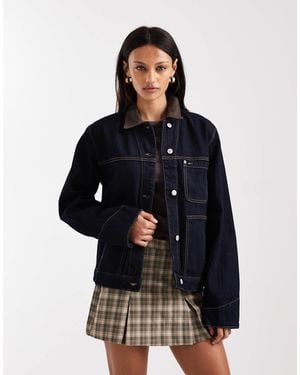 Tommy Hilfiger Oversized Chore Jacket With Contrast Collar - Blue