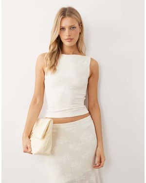 Gina Tricot Co-ord Sheer Lace Sleeveless Top - Natural