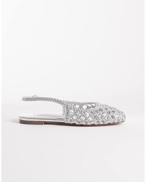 SIMMI Simmi London Biao Slingback Woven Ballet Flats - White