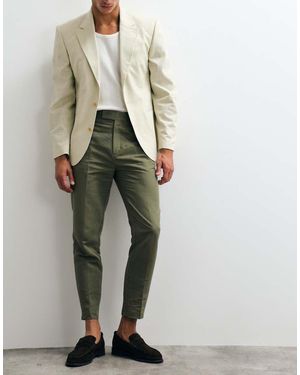 ASOS Tailored Linen Rich Tapered Trousers - Natural