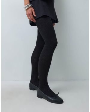 Lindex Mini Cable Knit Tights - Black