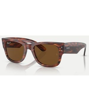 Ray-Ban Gafas De Sol Marrón A Rayas Efecto Carey Cuadradas Con Lentes Marrones Polarizadas Mega Wayfarer De