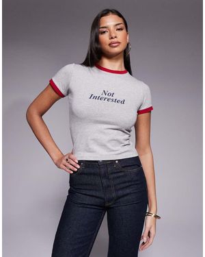 The Frolic Exclusive 'not Interested' Slogan Baby Tee - Grey