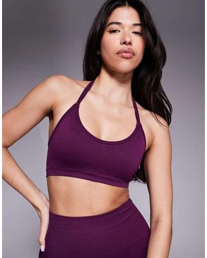 4505 Seamless Halter Neck Light Supports Sports Bra - Purple
