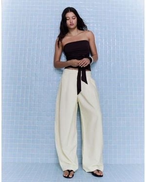 Bershka Crossover Waist Loose-fitting Trousers - Blue