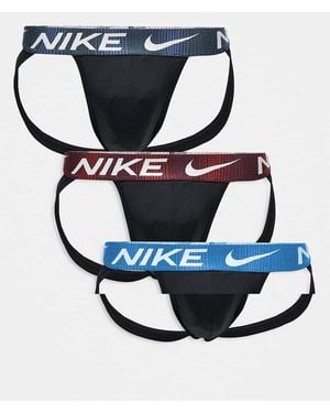 Nike Dri-Fit Essential Microfibre 3 Pack Jock Straps - Blue