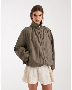 ASOS Oversized Bubble Hem Track Jacket - Brown