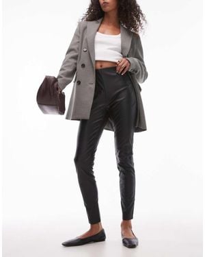 Mango Elasticated Waist Slim Fit Faux Leather legging - Black