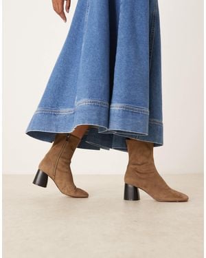 ASOS Radar Round Toe Block Heel Boots - Blue