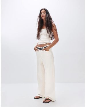 Pull&Bear Super Baggy Ripped Jeans - White