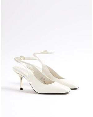 River Island Pointed Toe Sling Back Court Heels - White
