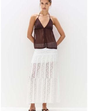 Pull&Bear Midi Rok Met Panden - Wit