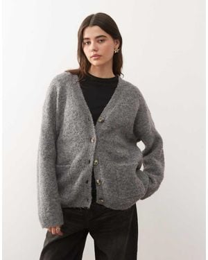 Noisy May Oversized Knitted Cardigan - Grey