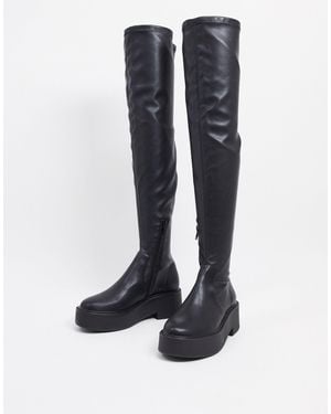 Mango Botas altas negras planas - Negro