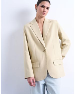 TOPSHOP Co Ord Slouchy Chuck On Blazer - Natural