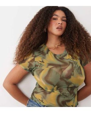 ASOS Asos Design Curve Sheer Mesh Baby Tee - Green