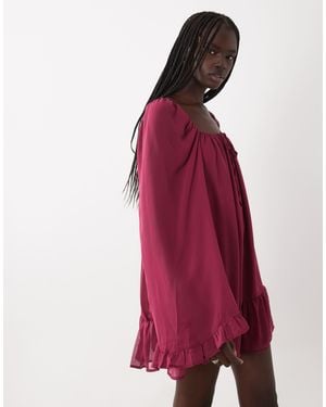 Miss Selfridge Chiffon Mini Dress - Red
