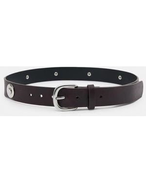 Pull&Bear Belt With Metallic Plaques - White