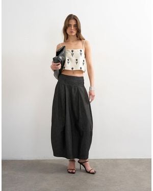 TOPSHOP Denim Seamed Barrel Maxi Skirt - White