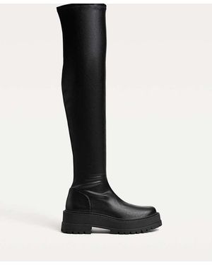 Stradivarius Platte Xl Laarzen Met Grove Zool - Zwart