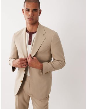 ASOS Premium 100% Wool Slim Suit Jacket - Natural