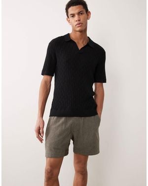 Abercrombie & Fitch – elegante shorts aus leinenmix - Schwarz