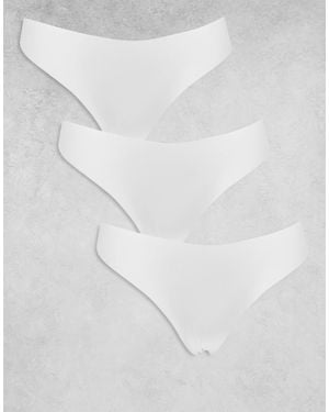 Pieces – 3er-pack nahtlose tangas - Weiß