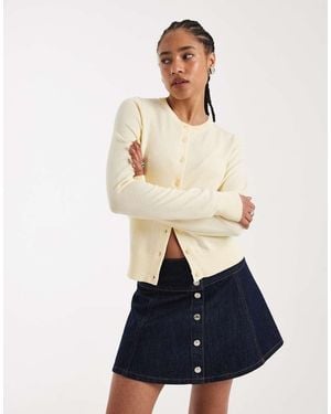 New Look Fine Gauge Crew Neck Cardigan - Blue