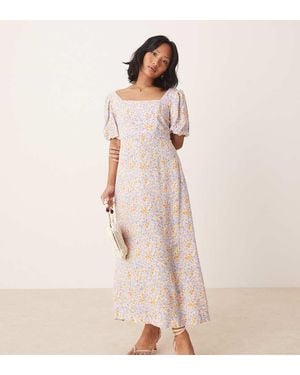 Nobody's Child Petite Lara Puff Sleeve Midi Dress - Natural