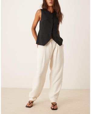 ASOS Textured Barrel Pants - Natural