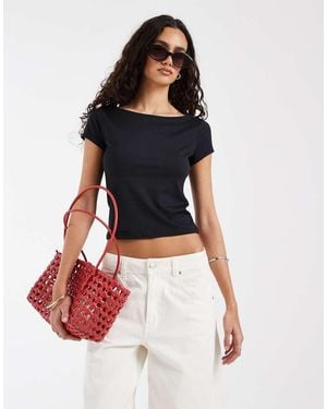 Hollister Seamless Slash Neck Top - Black