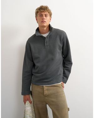 TOPMAN Classic Fit Funnel Neck Sweatshirt - Gray
