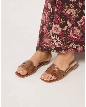 Long Tall Sally Twisted Block Mule Sandals - Brown