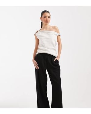 New Look Linen Wide Leg Trousers - Black