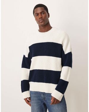 ARKET Pure Cotton Breton Striped Crew Neck Sweater - Blue