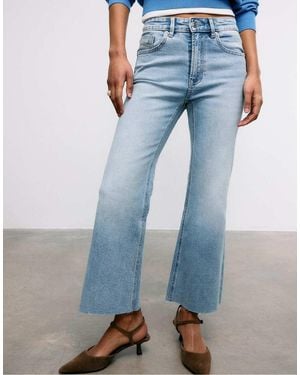 Stradivarius D78 Cropped Flared Jeans - Blue