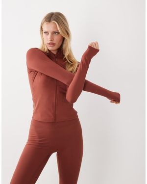 4505 Icon Zip Up Studio Long Sleeve Top - Red