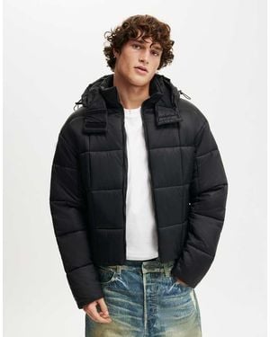 Cotton On Cropped Puffer Jacket - Blue