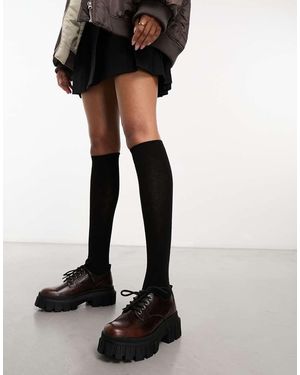 Stradivarius Chunky Lace Up Loafer - Black