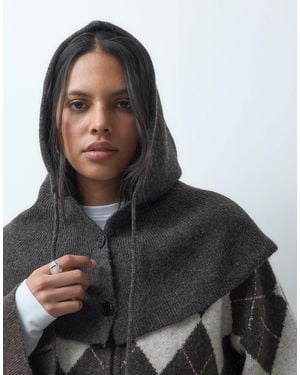 Pieces Cagoule tricotée à boutons sur le devant en chocolat - Noir