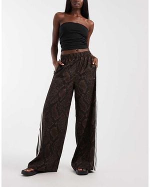 adidas Originals Wide Leg Satin Track Trousers - Black
