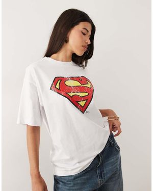 ASOS Oversized T-Shirt Met Korte Mouwen En Grafische Superman-Print - Wit