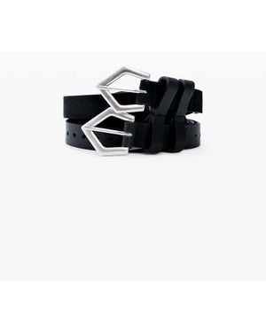 Desigual Dubbele Leren Riem - Zwart
