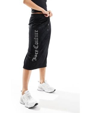 Juicy Couture Velour Logo Midi Skirt - Black