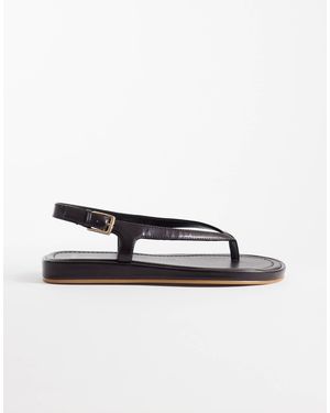 Mango Faux Leather Strappy Flat Sandals - Brown
