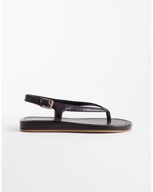 Mango – flache riemchensandalen aus kunstleder - Braun