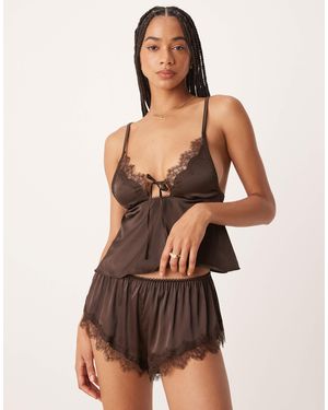 KAT THE LABEL Sorrento Satin Lace Short - Natural